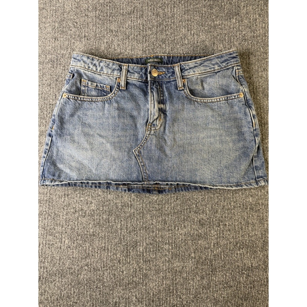 Wild Fable Denim Mini Skirt Size 8 Blue Low Rise Y2K Stretch Jean Skirt